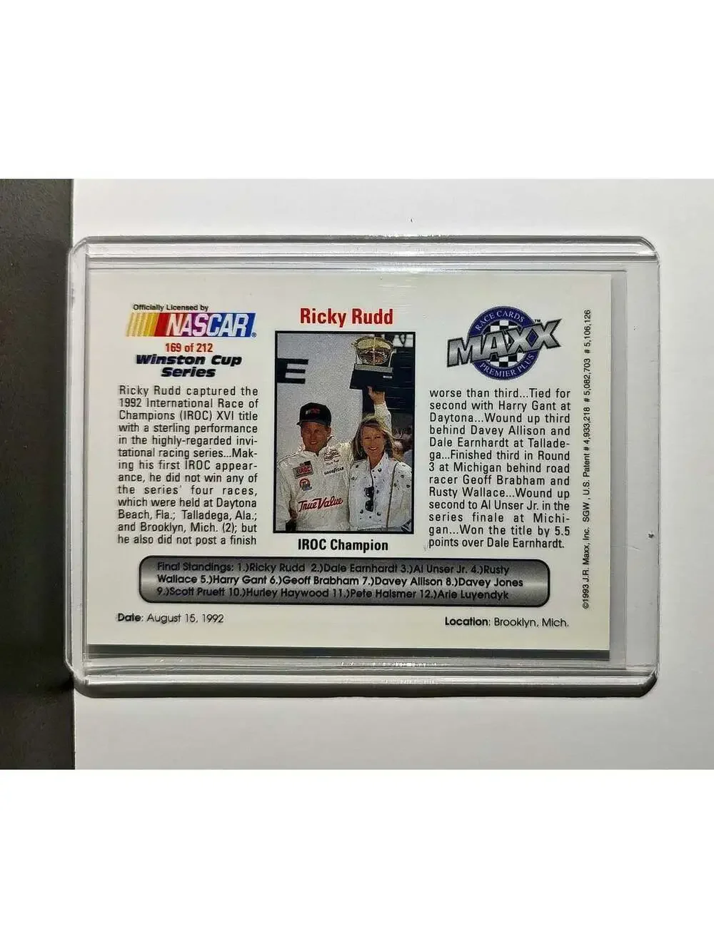 IROC Champion 1993 Maxx Premier Plus Racing #169 NASCAR Card IROC